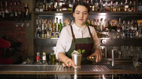 The Bartender Makes a Cocktail Stock Footage 91667357