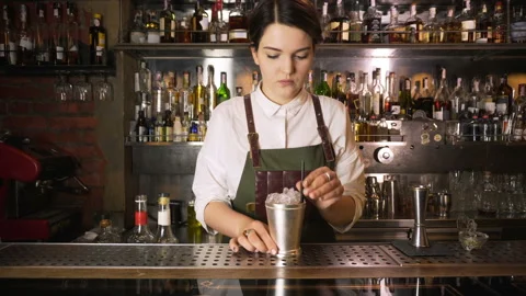 The Bartender Makes a Cocktail Stock Footage 91667882