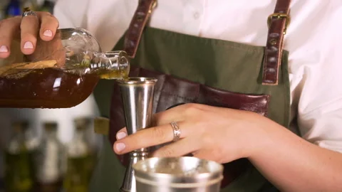 The Bartender Makes a Cocktail Stock Footage 91668619