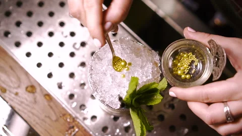 The Bartender Makes a Cocktail Stock Footage 91668647