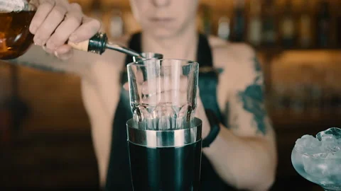 The Bartender Makes a Cocktail Video stock 102492697