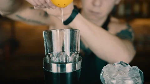 The Bartender Makes a Cocktail Video stock 102492872