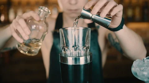 The Bartender Makes a Cocktail Video stock 102492876