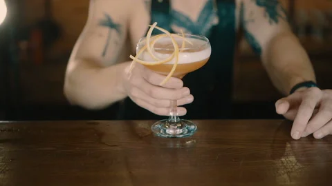 The Bartender Makes a Cocktail Video stock 102493607