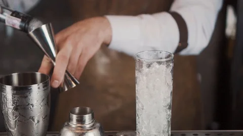 The Bartender Makes a Cocktail Stock Footage 120096699