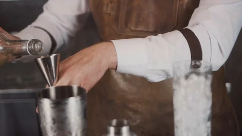 The Bartender Makes a Cocktail Stock Footage 120096720