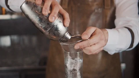 The Bartender Makes a Cocktail Stock Footage 120096767