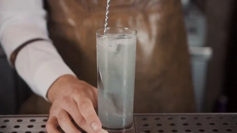 The Bartender Makes a Cocktail Stock Footage 120096799