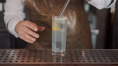 The Bartender Makes a Cocktail Stock Footage 120096811