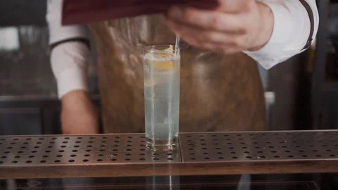 The Bartender Makes a Cocktail Stock Footage 120096827