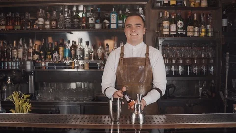 The Bartender Makes a Cocktail Stock Footage 120346336