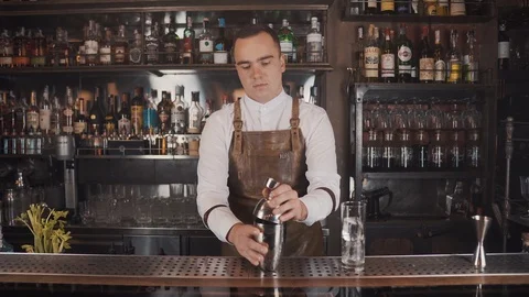 The Bartender Makes a Cocktail Stock Footage 120346538
