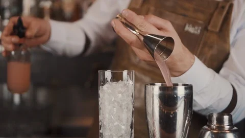 The Bartender Makes a Cocktail Stock Footage 120610760