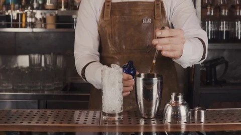 The Bartender Makes a Cocktail Stock Footage 120610778