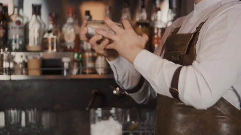 The Bartender Makes a Cocktail Stock Footage 120610825