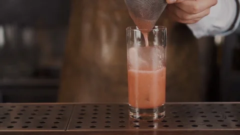 The Bartender Makes a Cocktail Stock Footage 120610866