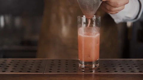 The Bartender Makes a Cocktail Stock Footage 120610901