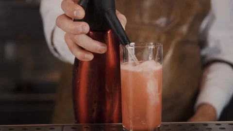 The Bartender Makes a Cocktail Stock Footage 120610918