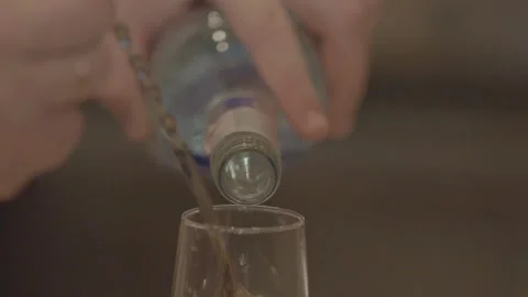 The bartender makes a cocktail at the party Slow motion Stock Footage 239376498