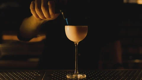 Bartender makes elegant cocktail tonight Stock Footage 265001144