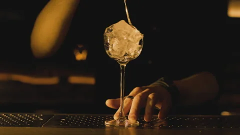 Bartender makes elegant cocktail tonight Stock Footage 265491748
