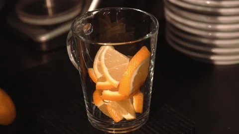 The bartender makes a hot punch Stock Footage 158021856