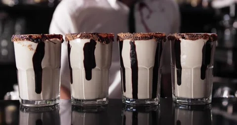 The bartender makes milkshakes Timelapse Stock Footage 165773053