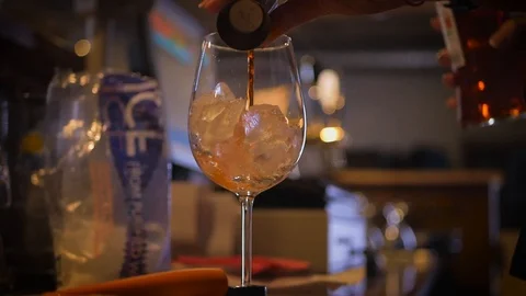 Bartender Making A Cocktail At The Bar Stock Footage