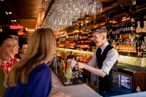 Bartender Making a Cocktail Stock Photos