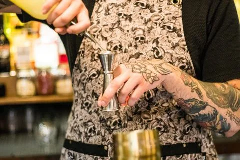 Bartender making cocktail Stock Photos
