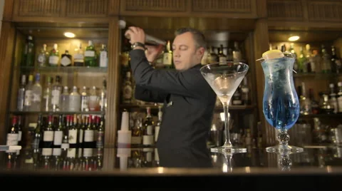 Bartender Making Cocktails Stock Footage 44100199