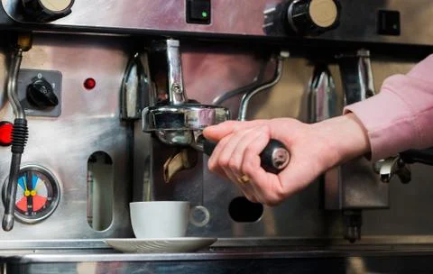 Bartender making espresso Foto stock