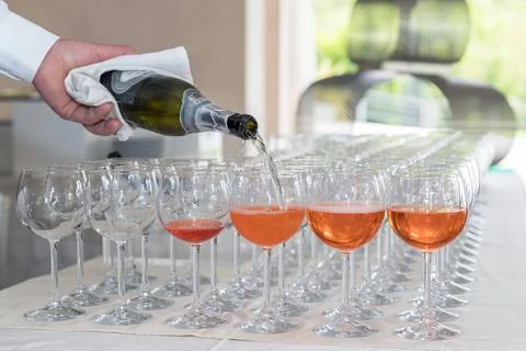 Bartender making spritz cocktail Stock Photos