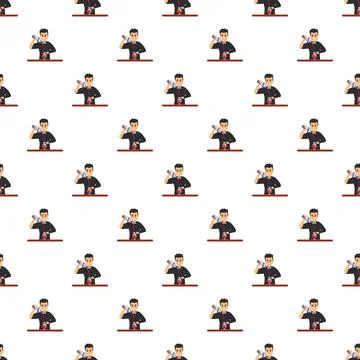 Bartender mixing cocktail drink seamless pattern background 库存插图