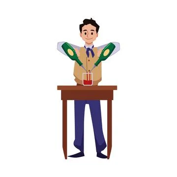Bartender mixing drinks for preparing cocktail flat vector illustration isolated Stock Illustration