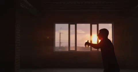 Bartender performance, burning with alcohol drink, barman show. Man doing trick Stock Footage 154914595