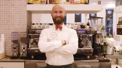 Bartender portrait at work smiling Stock Footage 73790863