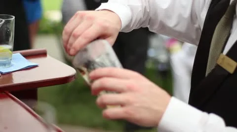 Bartender pouring beer and serving cu ext Stock-Footage 18008681