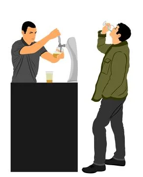 Bartender pouring beer for client customer vector Stock Illustration