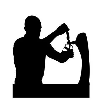 Bartender pouring beer for client vector silhouette Stock Illustration