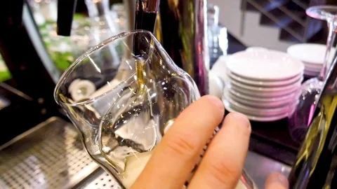 Bartender Pouring Draft Beer In The Bar. Close-up video Stock Footage 116201822