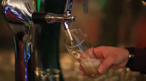 Bartender Pouring Draft Beer Stock Footage 44341892