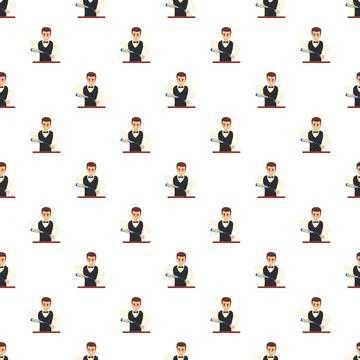 Bartender pouring drink server uniform seamless pattern イラスト素材