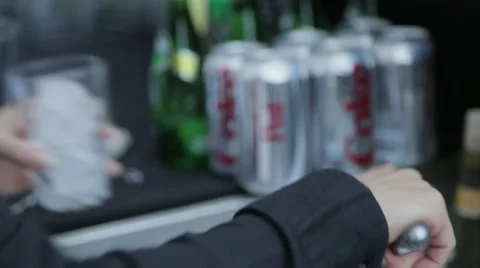 Bartender pouring drink at wedding reception Stock Footage 46061981
