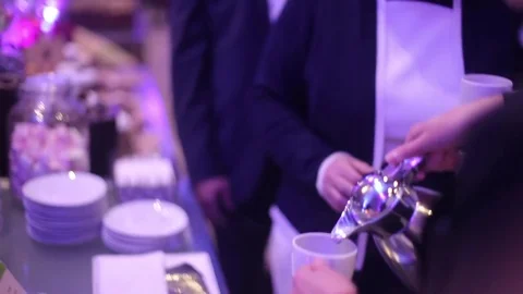 The bartender pours coffee Stock Footage 82109714