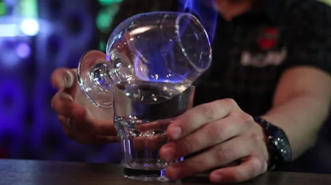 Bartender prepare cocktail from sambuca Stock Footage 61856189