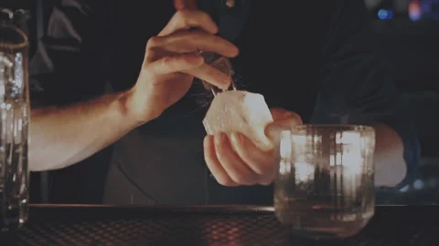 Bartender prepares a cocktail at the bar Stock Footage 167485942