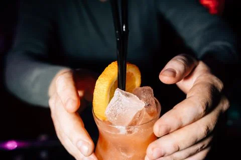 Bartender prepares a cocktail Stock Photos