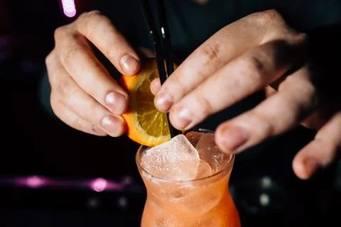 Bartender prepares a cocktail Stock Photos