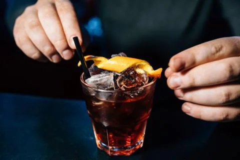 Bartender prepares a cocktail Stock Photos